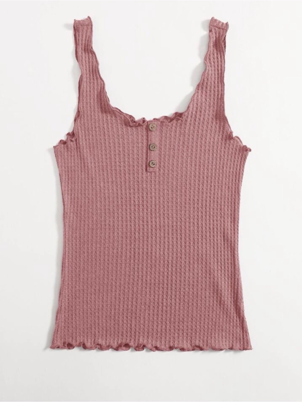 Shein Lettuce Trim Tank Top Dusty Pink Size 0, Size XXS